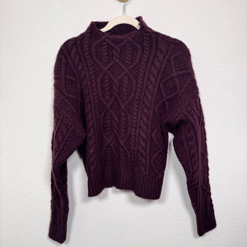 UGG Womens Janae Cable Knit Sweater Size M Wool Blend Soft Heavy Fig
